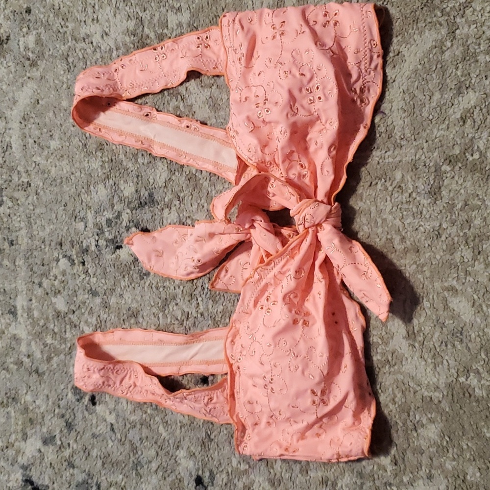 3/$15 Coral eyelet bikini top